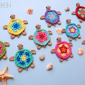 CROCHET PATTERN - Tiny Turtles - crochet turtle pattern, honu turtle motif pattern, turtle applique, turtle ornament pattern - PDF Download