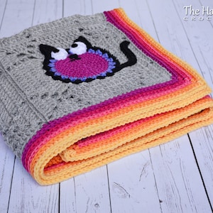 Crochet PATTERN Cat Lover crochet blanket pattern w/ cats, cat afghan pattern, colorful crochet cat throw blanket pattern PDF Download image 5