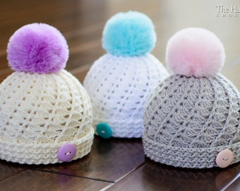 Crochet Hat PATTERN - Soft Serve Beanie - crochet pattern beanie hat + slouchy, boys girls baby hat (5 sizes | Baby - Adult) - PDF Download