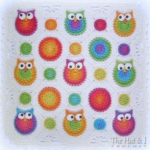 CROCHET PATTERN - Owl Obsession - crochet blanket pattern, owl afghan pattern, colorful crochet owl baby blanket pattern - PDF Download