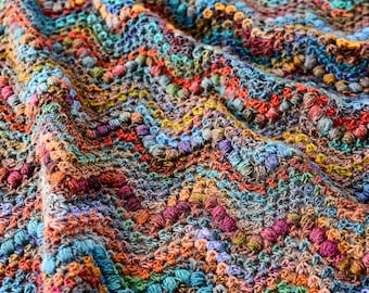 CROCHET PATTERN - Rocky Mountain Ripple - crochet blanket pattern, a colorful boho chevron throw afghan - PDF Download
