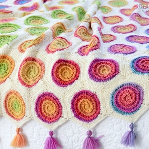 Crochet Blanket PATTERN - Swirly PoP - crochet pattern for boho throw blanket, baby kids colorful crochet afghan pattern - PDF Download