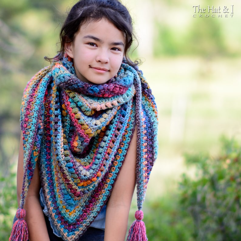 Crochet PATTERN Boho Shawl crochet shawl pattern, boho crochet wrap pattern, women's triangle shawl scarf pattern PDF Download image 6