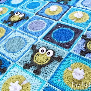 Crochet Blanket PATTERN Frog Frenzy crochet pattern for baby throw blanket, crochet afghan pattern, frog blanket pattern PDF Download image 2