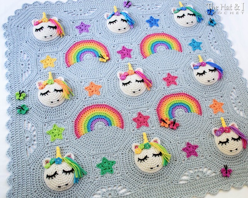 Crochet PATTERN Unicorn Utopia crochet blanket pattern, unicorn afghan pattern, rainbow stars baby blanket pattern PDF Download image 4