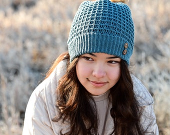 Crochet Hat PATTERN - Off the Grid Slouchy - crochet pattern waffle stitch slouch beanie (4 sizes | Toddler Child Adult XL) - PDF Download