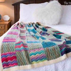 Crochet Blanket PATTERN Waves for Days crochet pattern for throw blanket, modern ripple stitch crochet afghan pattern PDF Download image 6