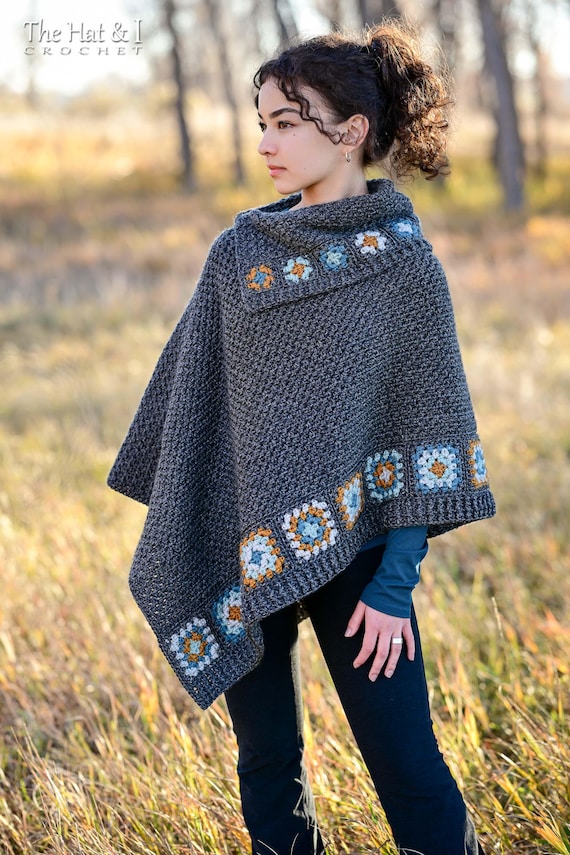 CROCHET PATTERN - Square Dance Poncho - granny square crochet poncho pattern, women's poncho sweater pattern (sizes xs - 3xl) - PDF Download