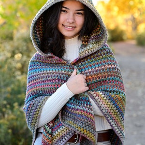 Crochet PATTERN Better Together Hood & Shawl crochet hooded shawl pattern, triangle shawl scarf pattern, wrap pattern PDF Download image 6