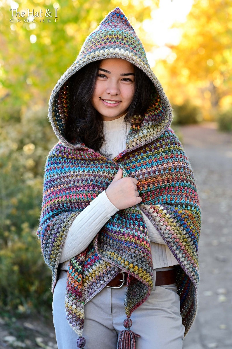 Crochet PATTERN Better Together Hood & Shawl crochet hooded shawl pattern, triangle shawl scarf pattern, wrap pattern PDF Download image 6