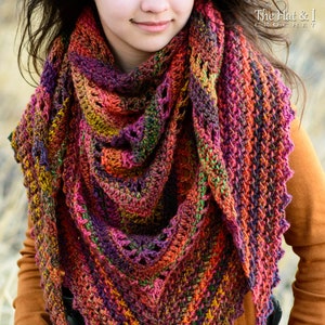 CROCHET PATTERN - Hello Fall Shawl - crochet shawl pattern, crochet wrap pattern, women's triangle shawl scarf pattern - PDF Download