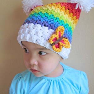 Crochet Hat PATTERN Over the Rainbow crochet pattern for square rainbow baby beanie hat 6 sizes Baby Teens PDF Download image 4