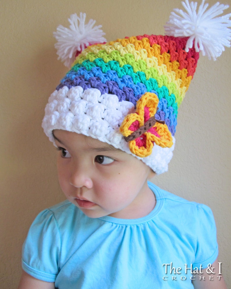 Crochet Hat PATTERN Over the Rainbow crochet pattern for square rainbow baby beanie hat 6 sizes Baby Teens PDF Download image 4