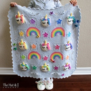 Crochet PATTERN Unicorn Utopia crochet blanket pattern, unicorn afghan pattern, rainbow stars baby blanket pattern PDF Download image 5