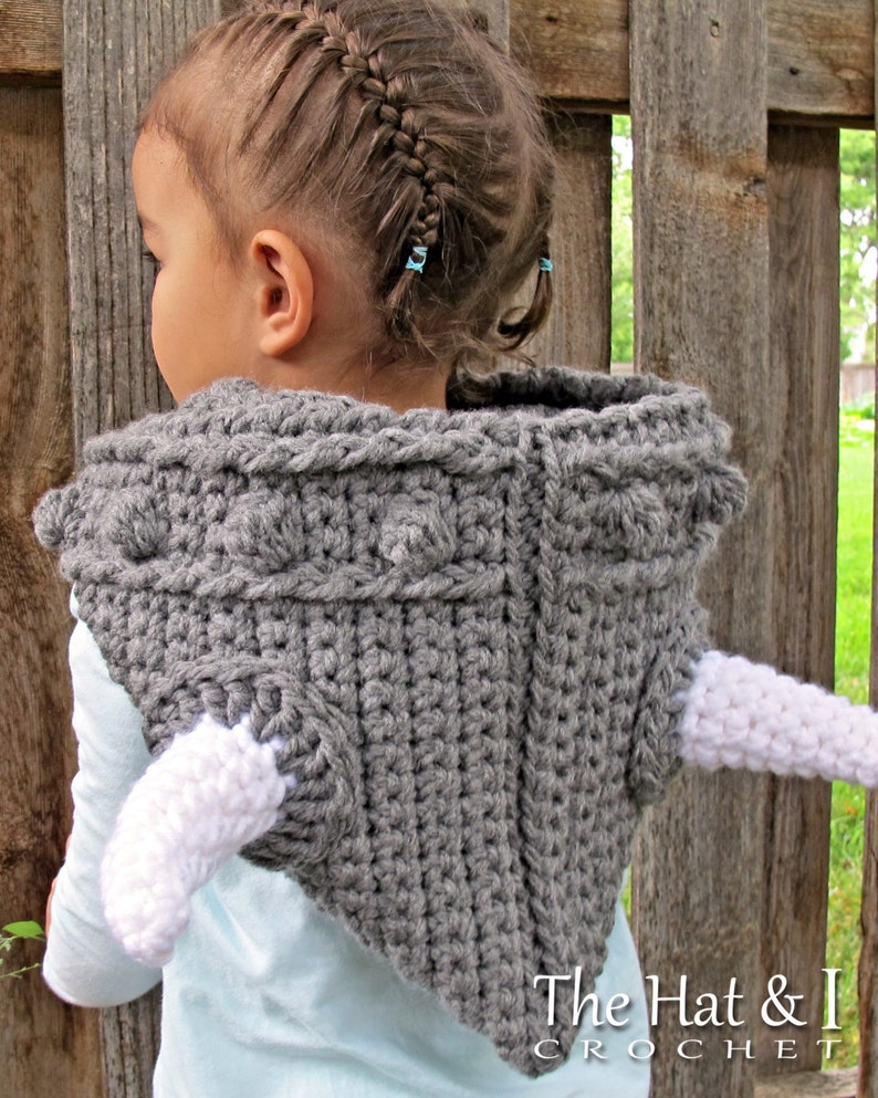 Crochet PATTERN Viking Style crochet hood pattern, hooded cowl, Viking hat pattern 3 sizes Toddler Child Adult PDF Download image 3