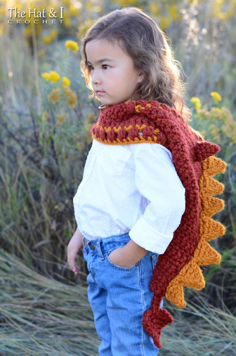 Crochet PATTERN Lucky Dragon Hood & Cowl crochet hood pattern, hooded cowl hat pattern 3 sizes Toddler Child Adult PDF Download image 3