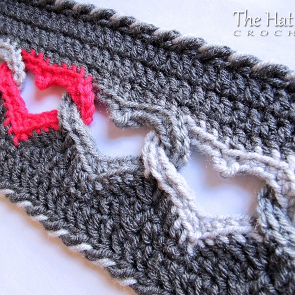 Crochet PATTERN - Sweetheart Scarf - motif d'écharpe au crochet, écharpe coeur infini, motif d'écharpe col coeur lié - PDF Télécharger