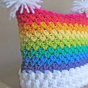 Crochet Hat PATTERN Over the Rainbow crochet pattern for square rainbow baby beanie hat 6 sizes Baby Teens PDF Download image 5