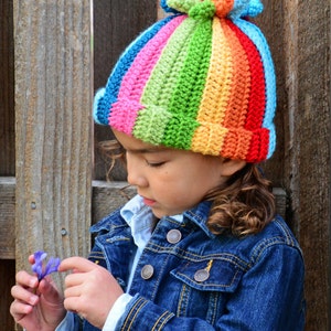 Crochet Hat PATTERN Tutti Frutti crochet pattern for beanie hat, boy girl colorful striped toque 5 sizes Baby Adult PDF Download image 5