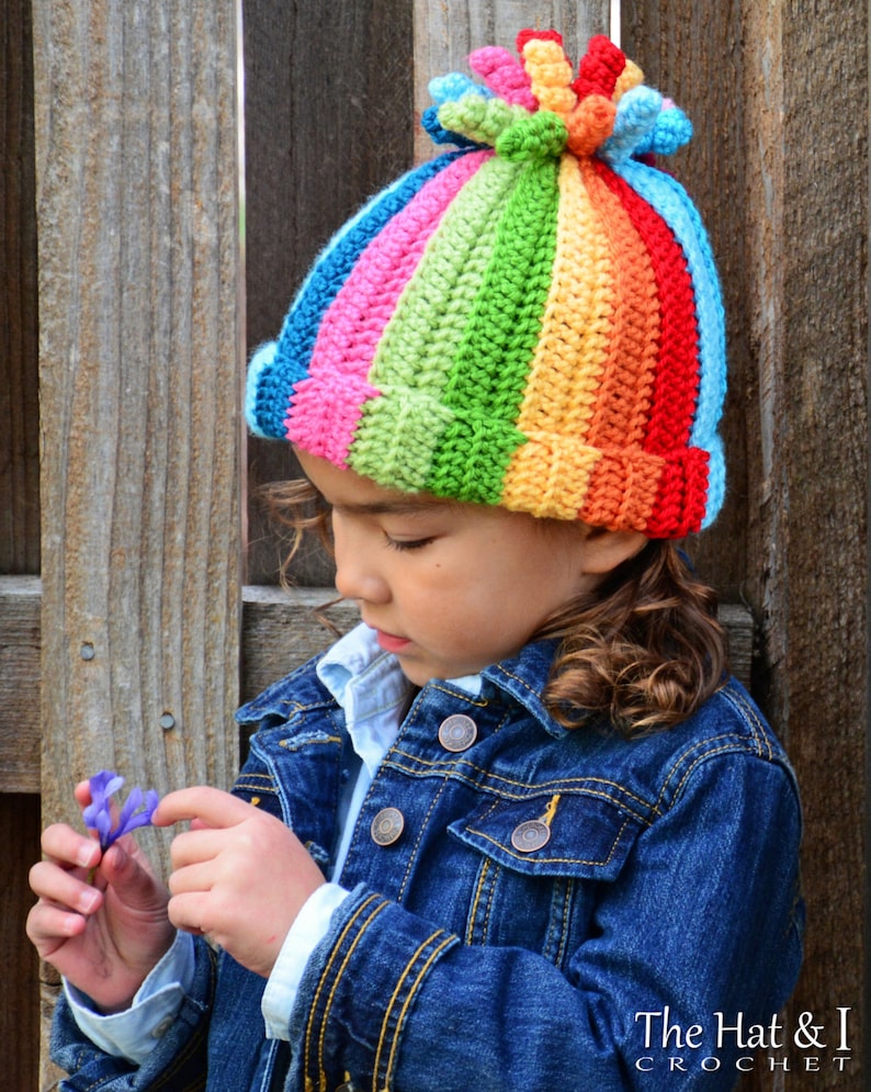 Crochet Hat PATTERN Tutti Frutti crochet pattern for beanie hat, boy girl colorful striped toque 5 sizes Baby Adult PDF Download image 5