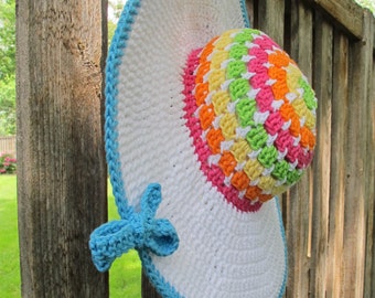 Crochet Hat PATTERN - Life's a Beach Hat - crochet pattern for sun hat, summer beach hat (3 sizes | Toddler Child Adult) - PDF Download