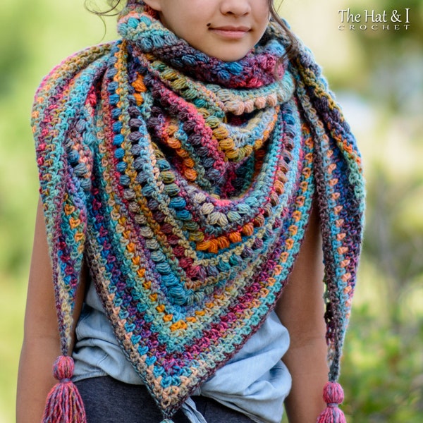 PATRÓN DE GANCHILLO - Chal Boho - patrón de chal de crochet, patrón de chal de crochet boho, patrón de bufanda chal triangular para mujer - Descargar PDF