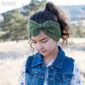 Crochet PATTERN Top Knot Headwrap crochet headband pattern, tied head wrap ear warmer pattern 6 sizes Baby Adult PDF Download image 2