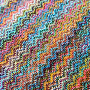 CROCHET PATTERN - Renoir's Ripple - crochet blanket pattern, afghan pattern, colorful boho chevron throw blanket pattern - PDF Download image 6