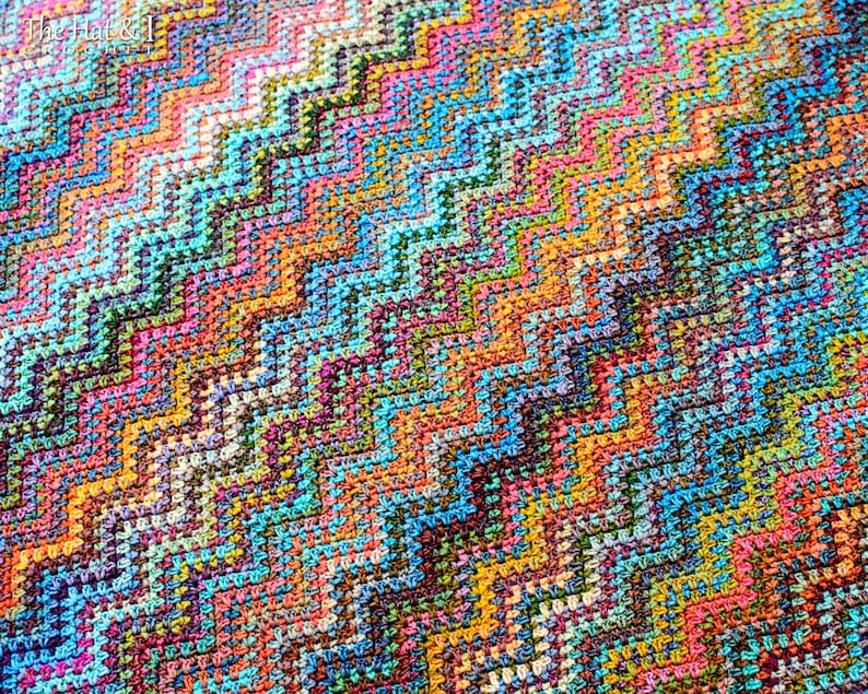 CROCHET PATTERN - Renoir's Ripple - crochet blanket pattern, afghan pattern, colorful boho chevron throw blanket pattern - PDF Download image 6