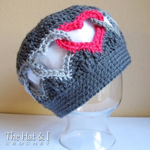 Crochet Hat PATTERN Be Mine crochet pattern for heart beanie hat, linked hearts beanie pattern 8 sizes Baby Adult PDF Download image 6