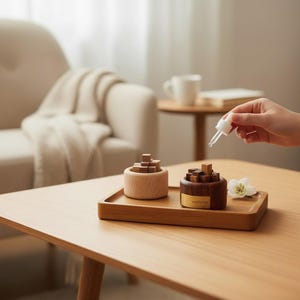 Difusor de óleos essenciais de madeira de faia e nogueira: decoração minimalista de aromaterapia