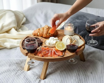 Mesa de vino plegable de madera para picnic