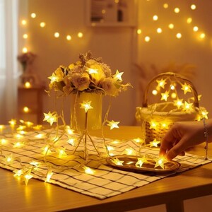 Guirnalda de luces LED de 3 m con forma de estrella - Decoración para bodas y Navidad