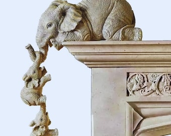 Figuras de elefantes de resina abrazados – Decoración para habitación infantil, juego de regalo
