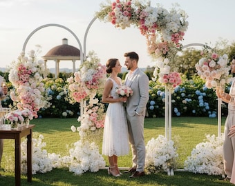 Juego de 3 soportes metálicos para arcos de boda: Estructura para fondos de fiestas, eventos y decoración.