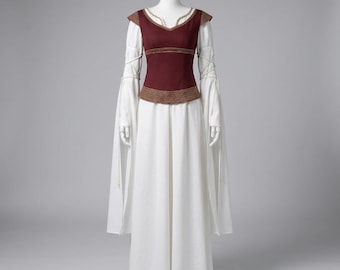 Arwen Undómiel Cosplay Gown – Lord of the Rings Inspired Rose Dress | Medieval Elven Wedding Gown | Renaissance Faire Costume | Custom