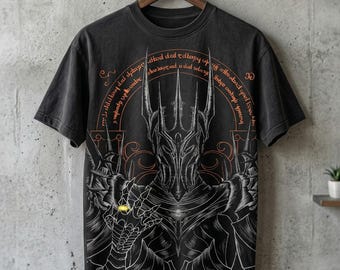 Sauron T-Shirt Lord of the Rings Inspired, Dark Fantasy Graphic Tee, LOTR Shirt, Goth Fantasy Clothing, Eye of Sauron Tee, Nerd Gift