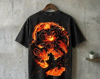 Lord of the Rings T-shirt, Vintage Balrog vs Gandalf Tee, Gondor White Tree Shirt, Acid Wash Fantasy Streetwear, LOTR Gift for Men and Women