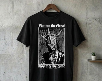 Sauron-T-Shirt, Der Herr der Ringe, Dark Fantasy Vintage-T-Shirt, Mordor-Grafik-Shirt, Fan-Geschenk, Herr der Ringe, Gothic Metal-Stil