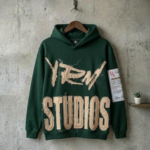 Distressed Y2K Harajuku Hoodie, Raw Edge Applique, Gorpcore Aesthetic, Oversized Streetwear, Unique Pharmacy Patch, Cyberpunk Pullover