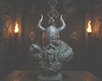 Odin Viking Statue, Norse God Collectible, Allfather Nordic, Raven Warrior Sculpture