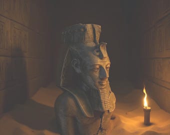 Ancient Egyptian Pharoah Bust, Ramesses II Inspired Sculpture, Mythical Egyptians Gods Artefact