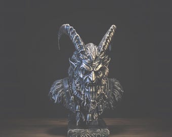 Krampus Inspired Bust Sculpture, Horror Ornament, 3D Print