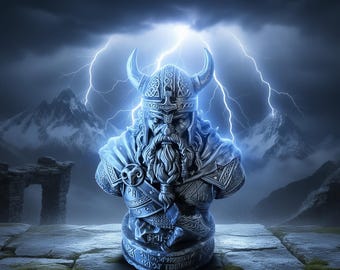Thor Viking Bust, Norse Mythology Statue, Viking God Warrior
