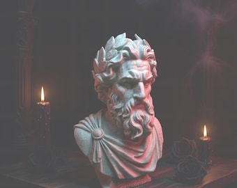 Greek God Bust Statue, Zeus Sculpture, Mythological Bust, Ancient Greece