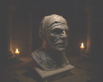 Horror Mummy Bust, 3D Printed Statue based on 1950s Horror