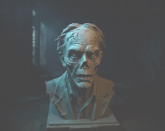 Zombie Bust Sculpture, Horror Display Piece