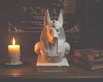 Egyptian God Anubis Bust, God of the Afterlife Statue, Mythology Figurine