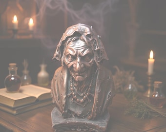 Witch Bust Sculpture, Dark Fantasy Gothic Halloween Décor