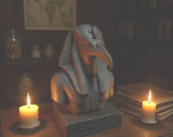 Egyptian God Thoth Bust Statue, God of Wisdom Sculpture, Mythological Ibis Head - Collectors Addition